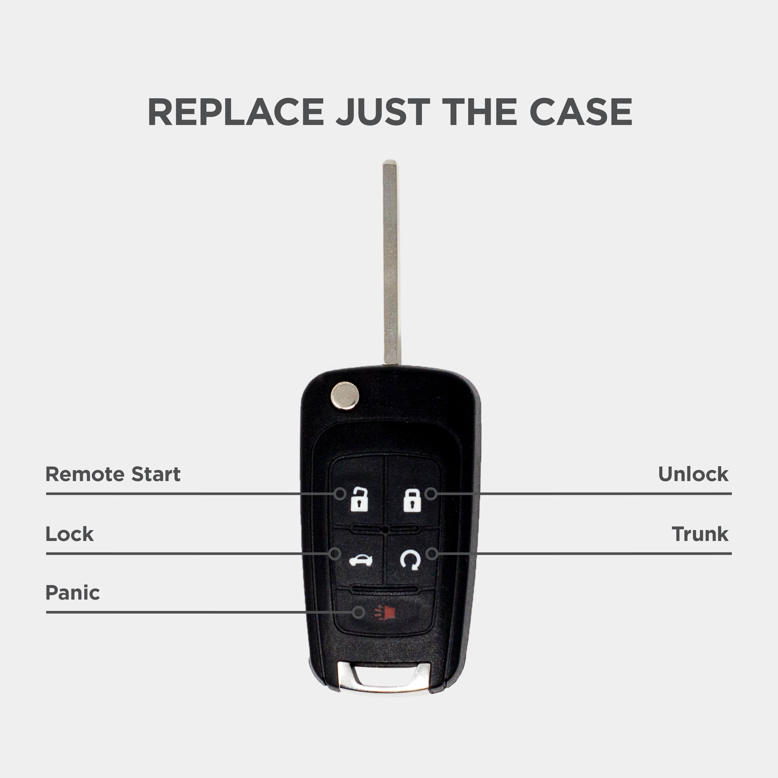 REPLACE JUST THE CASE

- Remote Start
- Lock
- Panic
- Unlock
- Trunk