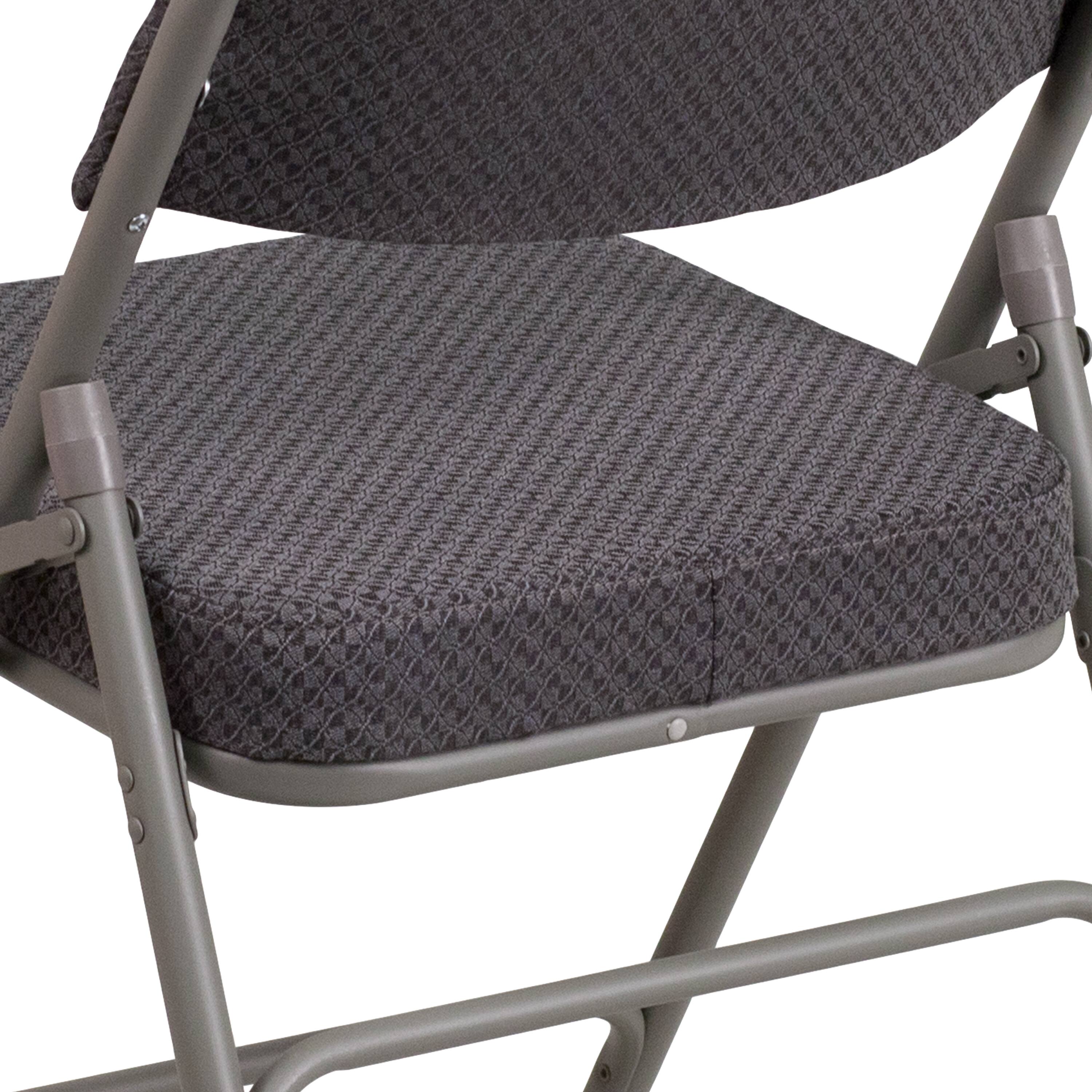 Alt View 10. Emma + Oliver - 4 Pack Premium Curved Triple Braced & Hinged Fabric Upholstered Metal Folding Chair - Gray.
