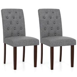 Gymax - Wooden Dining Chair Set of 2 w/Rubber Wood Legs Padded Seat S Springs High Back - Gray