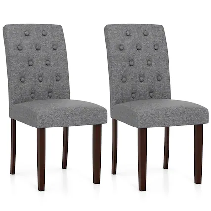 Front. Gymax - Gymax Wooden Dining Chair Set of 2 w/Rubber Wood Legs Padded Seat S Springs High Back Gray - Gray.