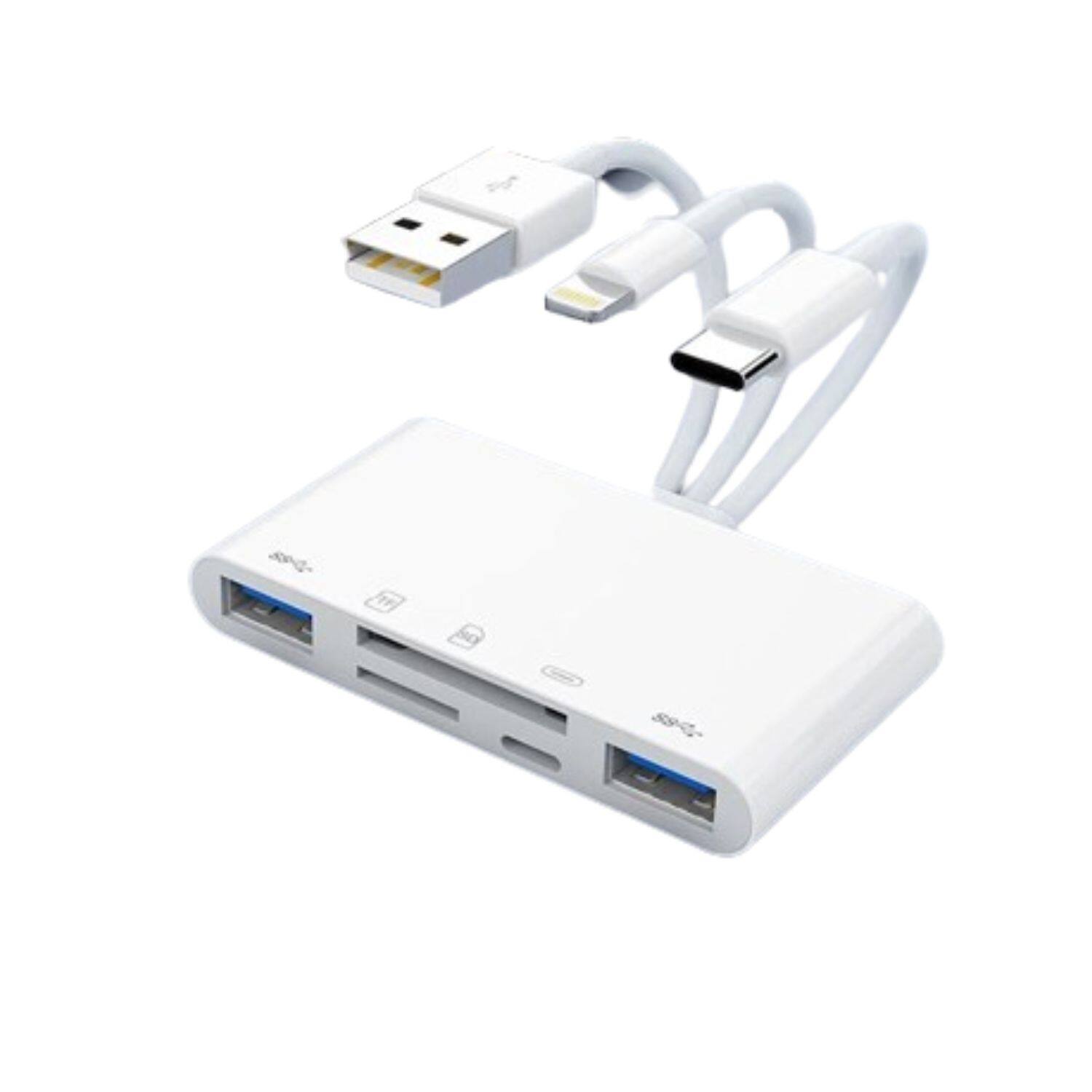 Front. Home Collection - 5 in 1 Memory Card Reader USB 3.0 OTG Adapter SD TF USB Camera Reader for iPhone iPad LOT.