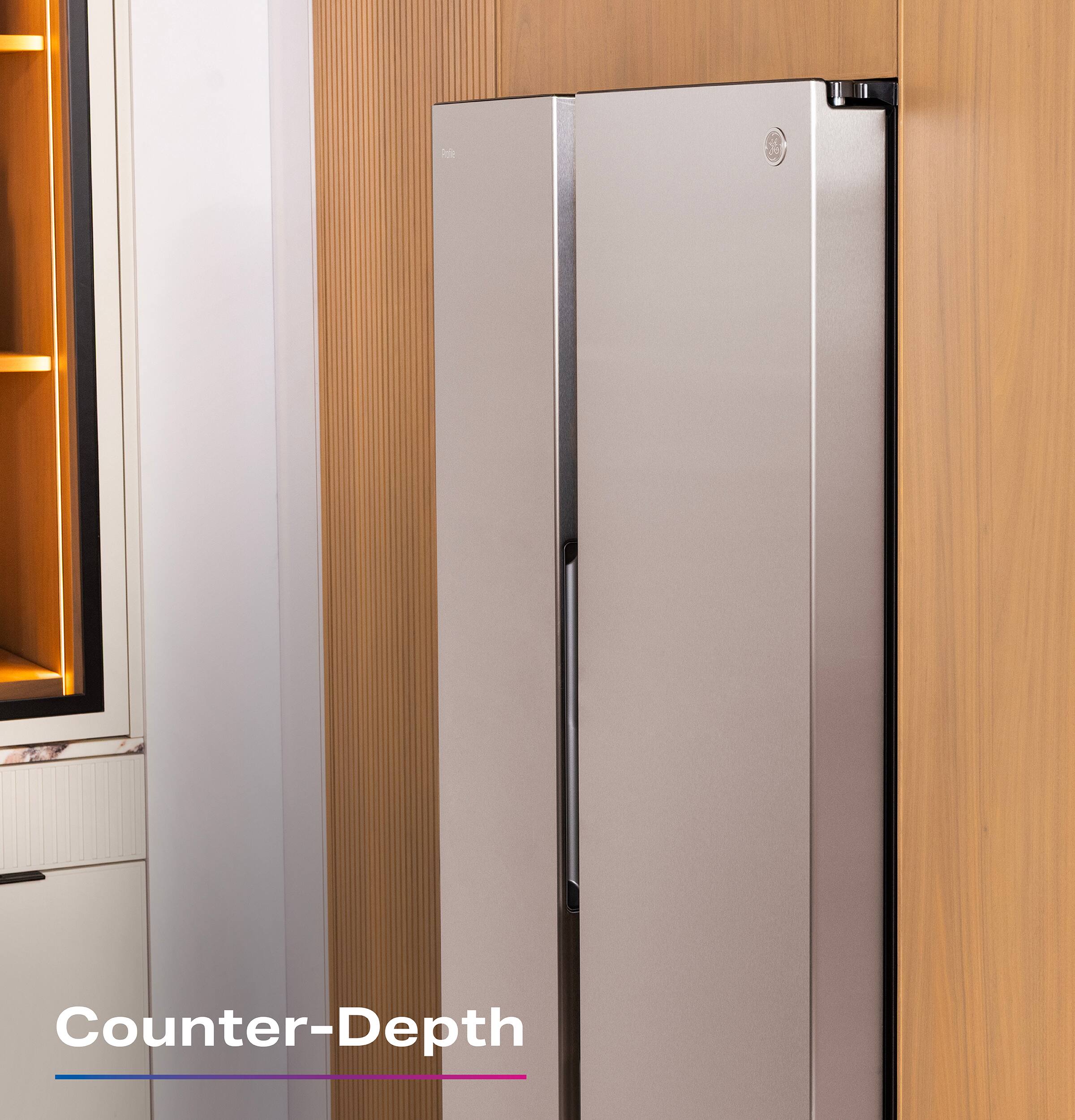 Alt View 19. GE Profile - 36 in. Wide 24.1 Cu. Ft. Counter-Depth Side-By-Side Refrigerator with Dual-Dispense AutoFill Pitcher and CustomSize Ice - Stainless Steel.