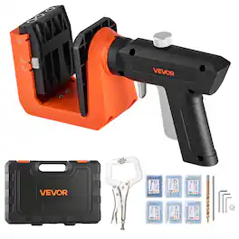 VEVOR - Pocket Hole Jig Kit, 1/2", 3/4", 1-1/2" Adjustable, 360° Rotating Handle, Jig Pocket Hole System with 260 Screws - Orange + Black