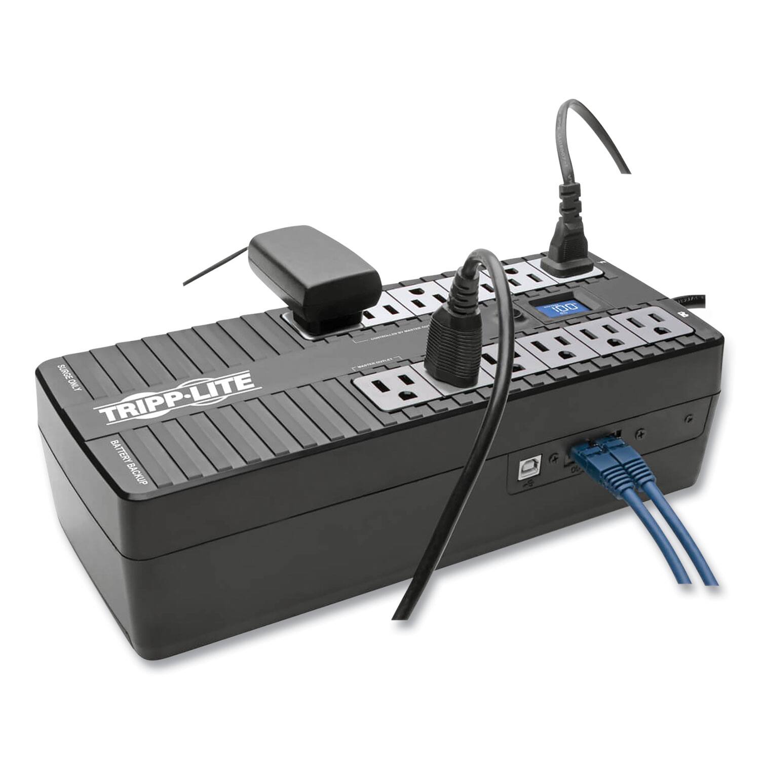 The corrected text is: "A1B 1E 130 SURGEON LT TRIPP-LITE DR L LE L BA BATTERY BACKUP."