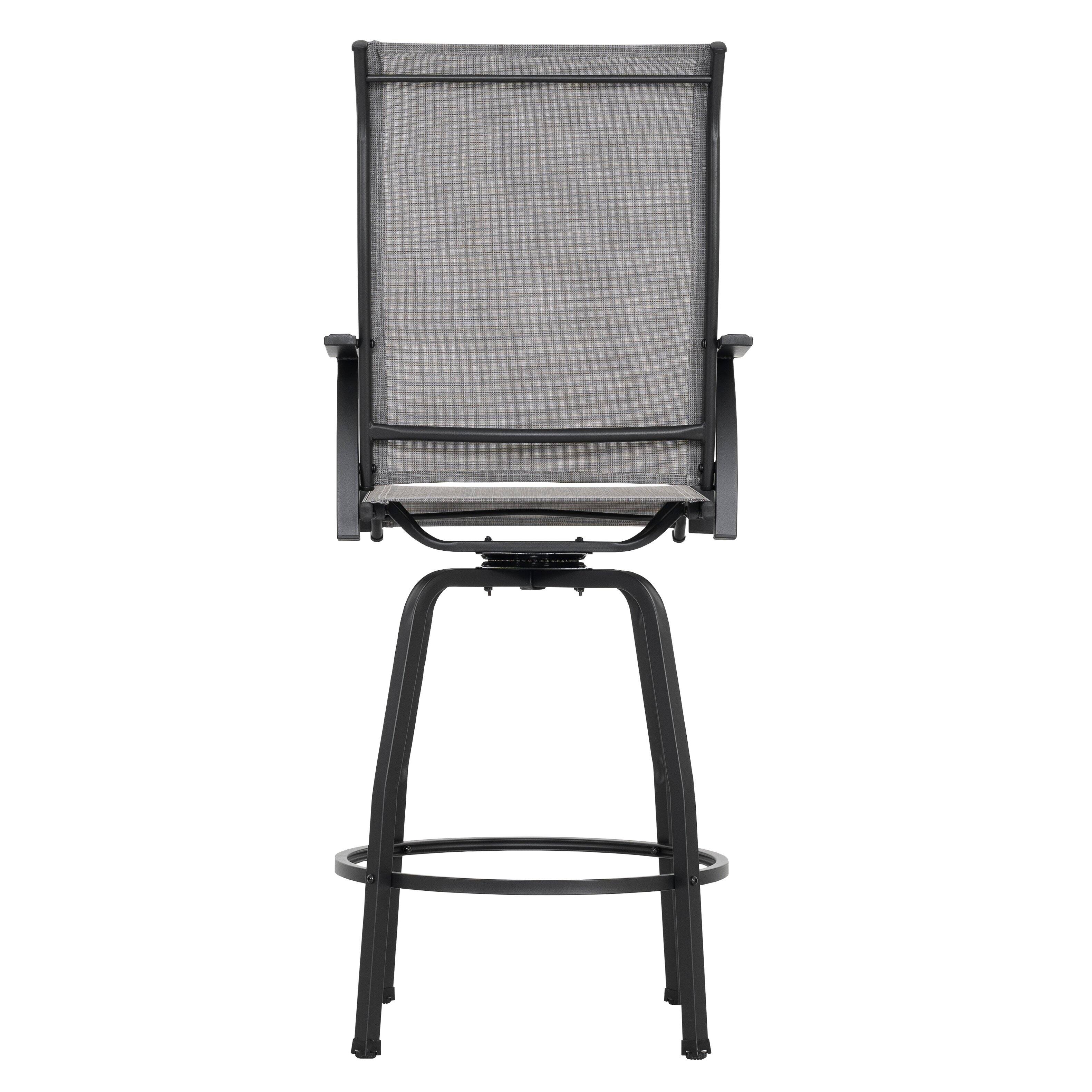 Alt View 8. Nuu Garden - Nuu Garden Outdoor Swivel Bar Stools, Set of 2 Patio Bistro Chairs, All-Weather Textilene - Gray&Black.