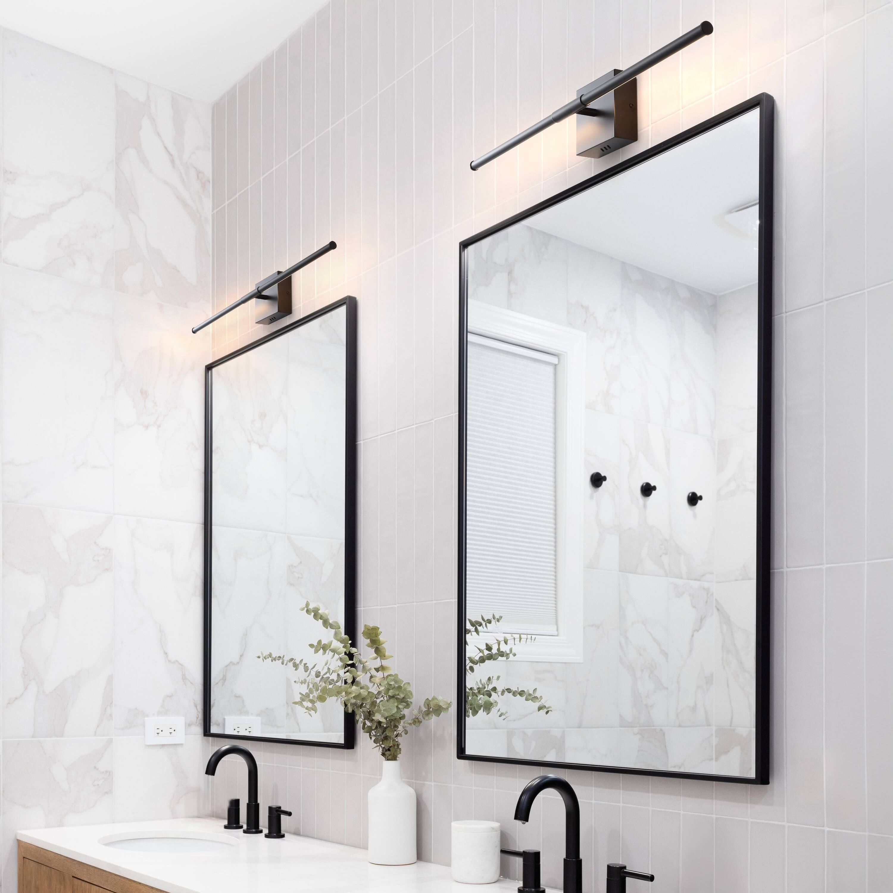 Alt View 10. Jonathan Y - Makena 28" Modern Minimalist Dimmable Integrated LED Metal Wall Sconce, Black (Set of 2) - Black.