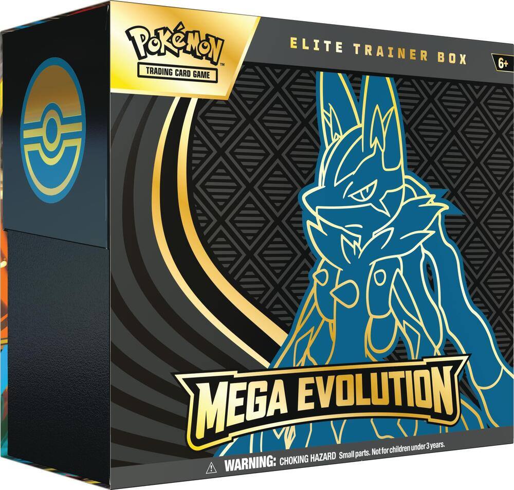 Pokémon Trading Card Game  
Elite Trainer Box  
6+  

Mega Evolution  

Warning: Choking Hazard - Small parts. Not for children under 3 years.