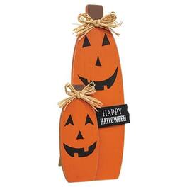 BreeBe - Happy Halloween Jack O Lantern Wood Easel - Orange, Black