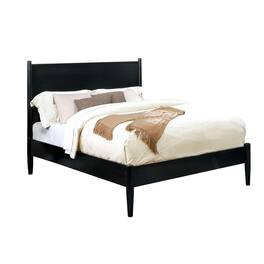 Manhattan Lane - Wooden Eastern King Size Bed with Panel Headboard, Black - Black
