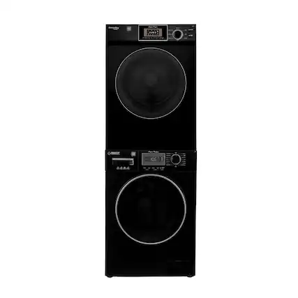 Front. Equator - Equator COMPACT STACKABLE LAUNDRY Washer EW 822 1.57cf + Dryer ED 866 DL 3.1cf 110V - Black.