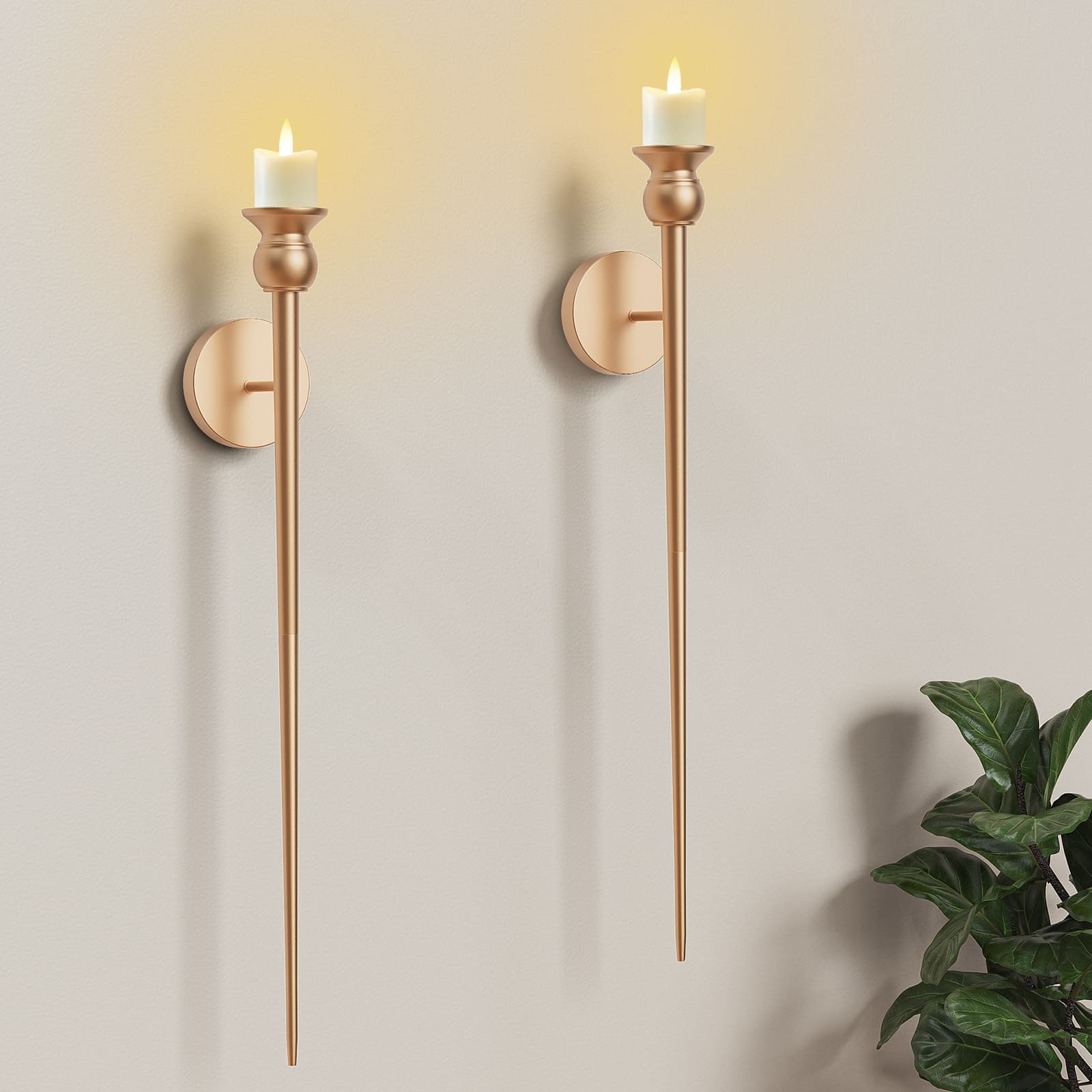 Lamp Depot - Set of 2 Candle Wall Sconces - Gold