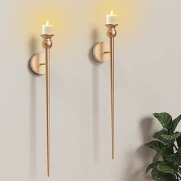 Lamp Depot - Set of 2 Candle Wall Sconces - Gold