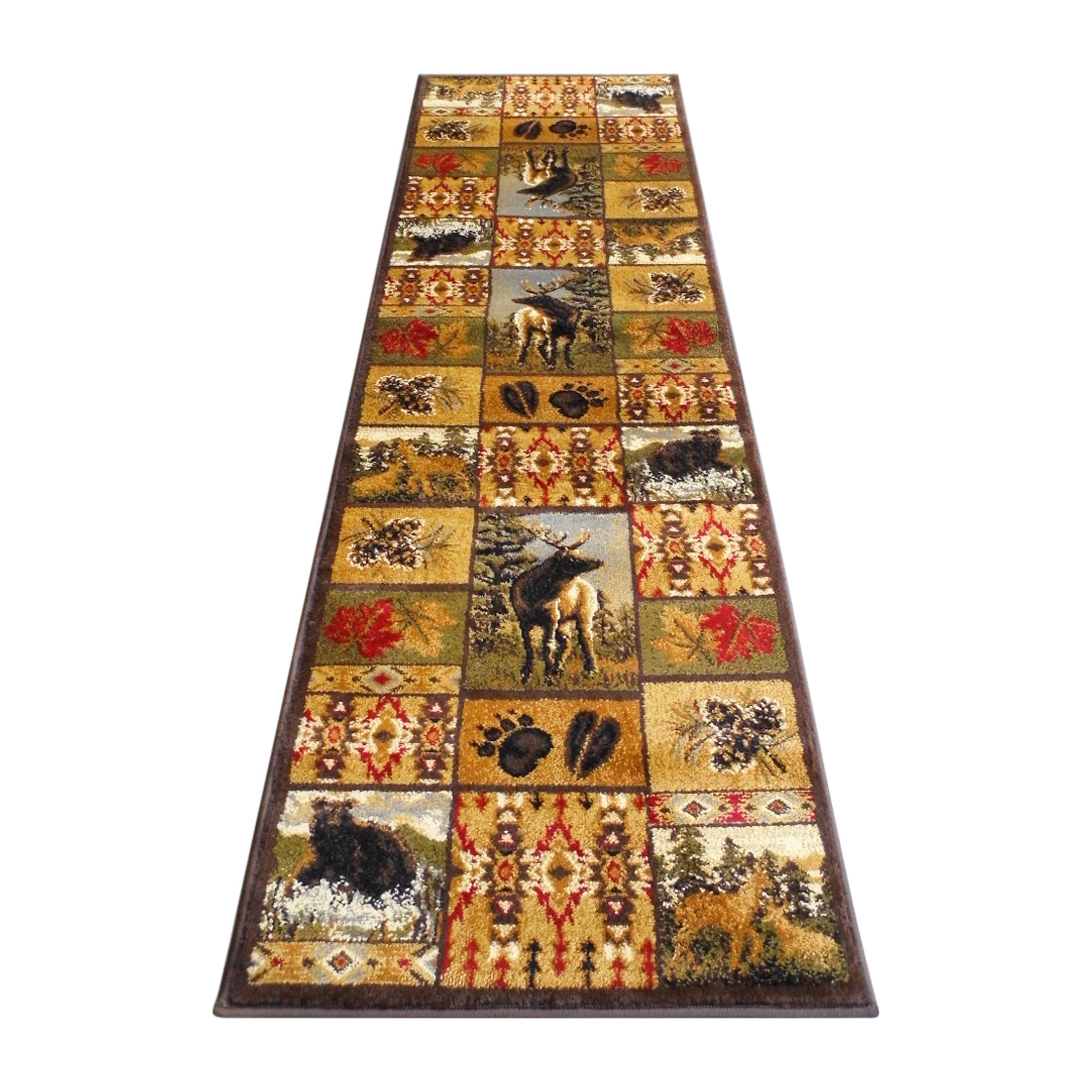 Alt View 1. Emma + Oliver - Accent Rug with Bear and Elk Scenes and Southwestern Geometric Accents - Brown.