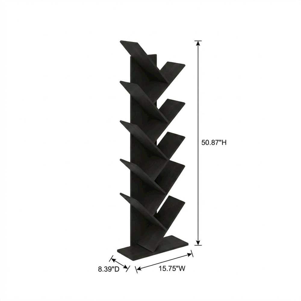 FurniFact - Espresso 9-Tier Floor Bookcase with Wooden Shelving for Storage and Display - Brown price history on PriceWatchPro