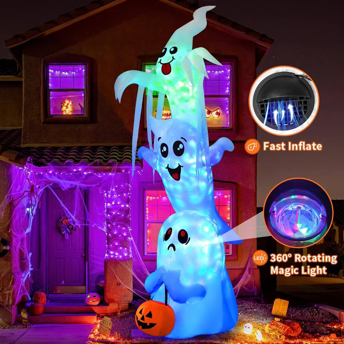 Fast Inflate LED 360° Rotating Magic Light