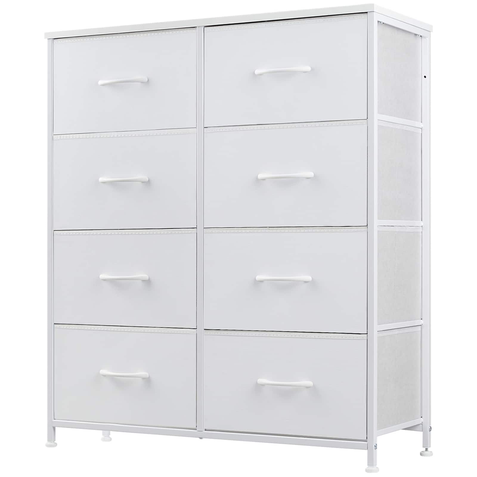 Front. Bestier - 8 Drawer 31.4 in.W Fabric Storage Tower Dresser Wooden Top for Kid Room, Closet, Entryway, Nursery - White.