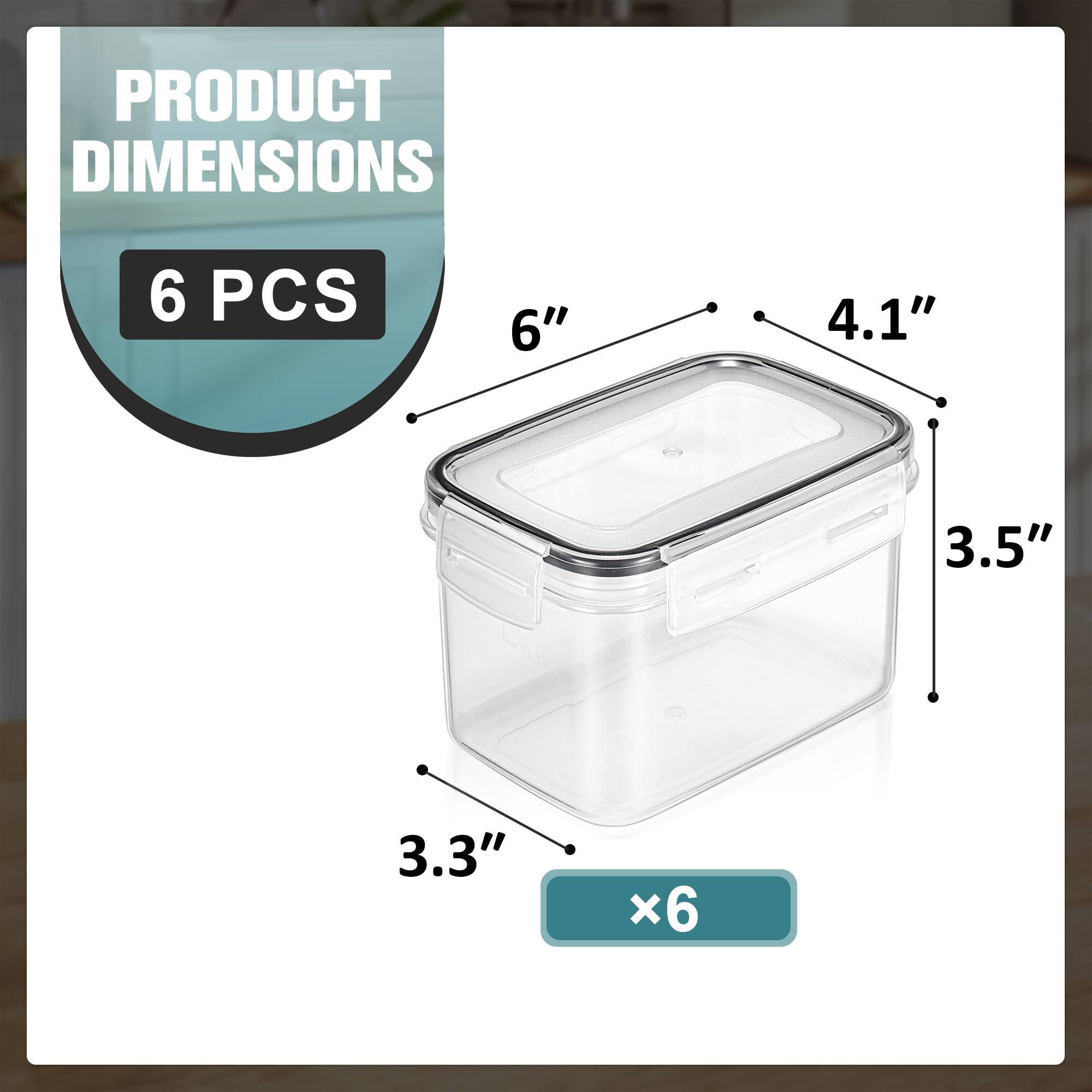 PRODUCT DIMENSIONS  
6 PCS  
6" x 4.1" x 3.5" x 3.3"  
x6
