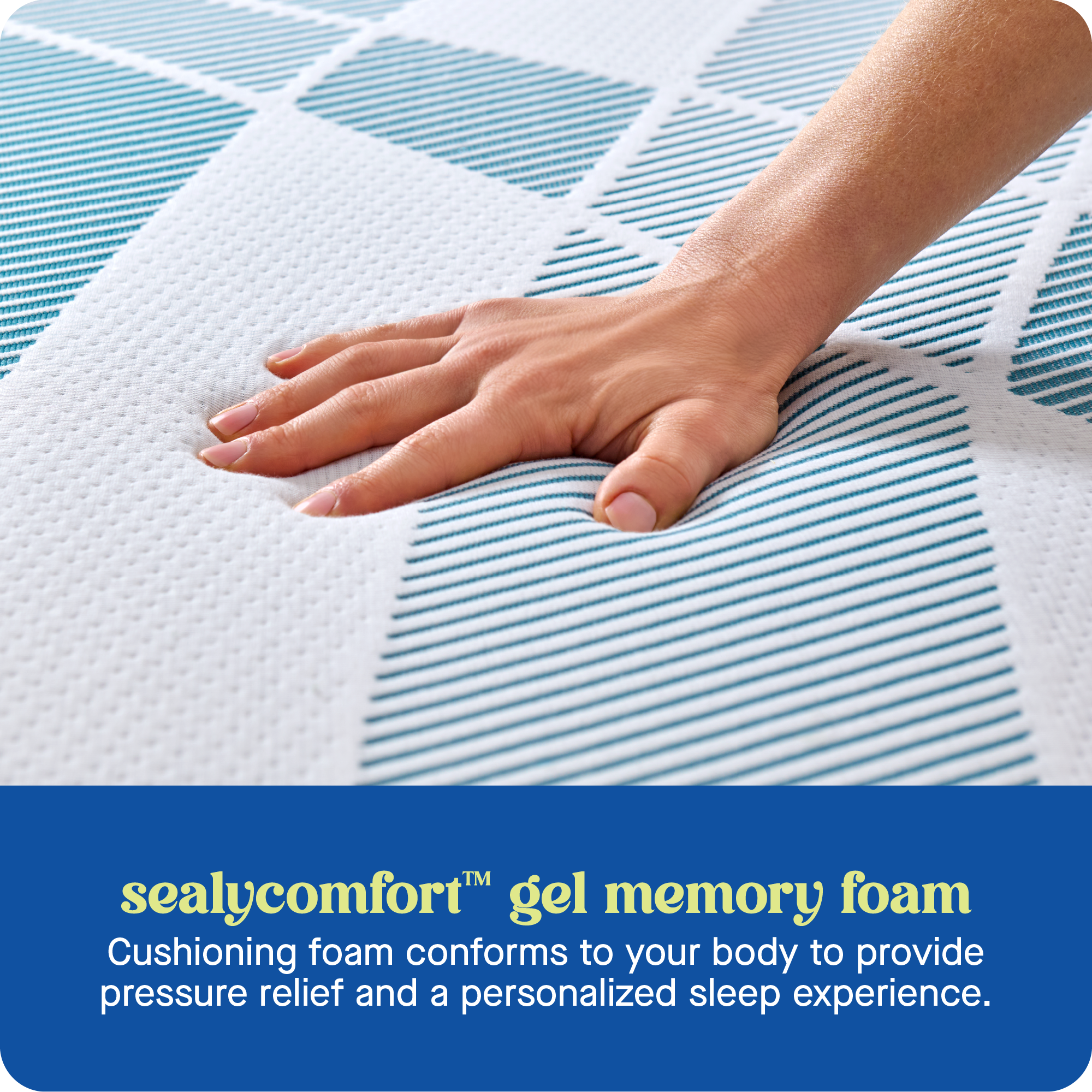 Sealycomfort® Gel Memory Foam: Cushioning foam conforms to your body to provide pressure relief and a personalized sleep experience.