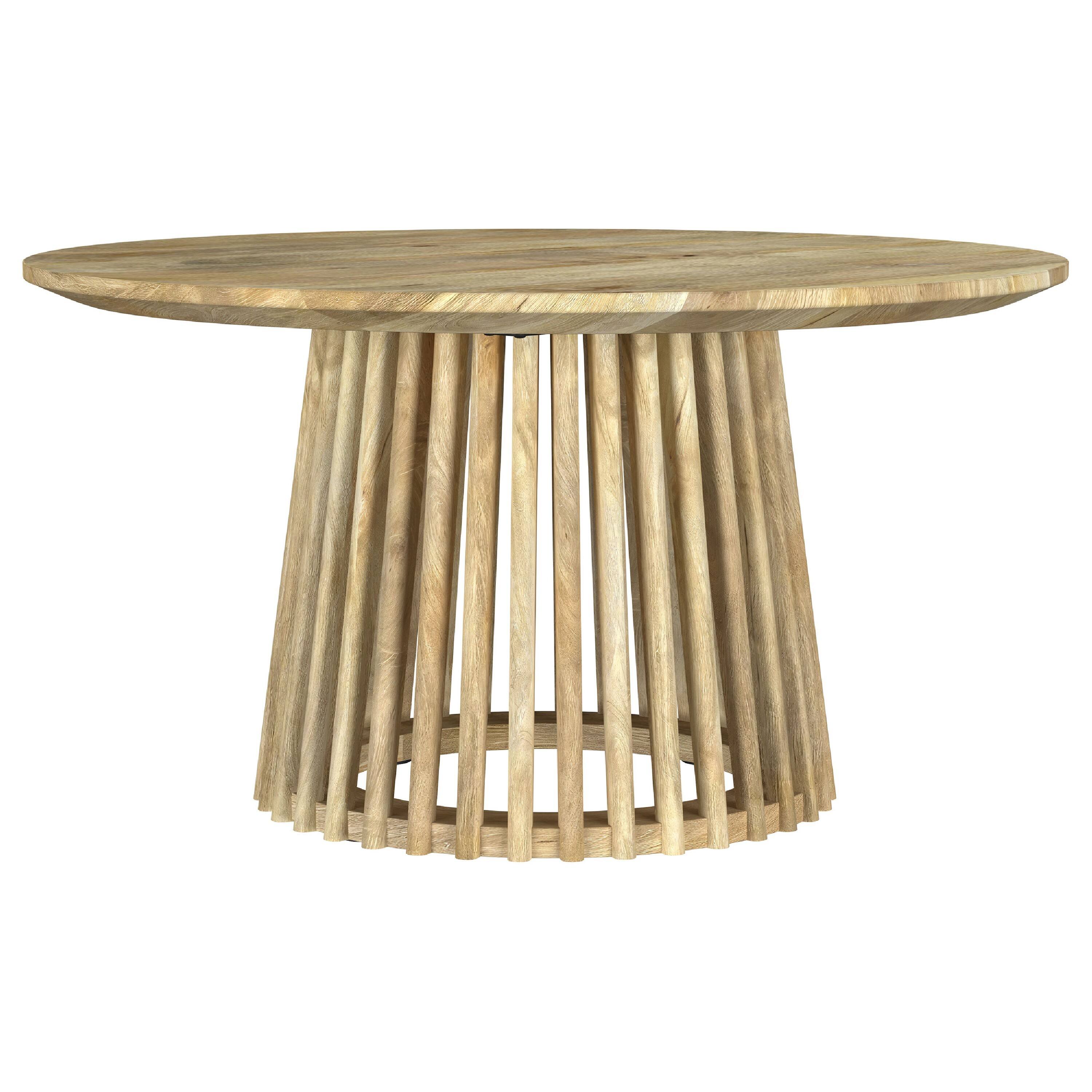 Alt View 1. Manhattan Lane - Trey Cocktail Coffee Table, Spindle Pedestal, Natural Mango Wood 30 Inch - Natural Mango Brown.