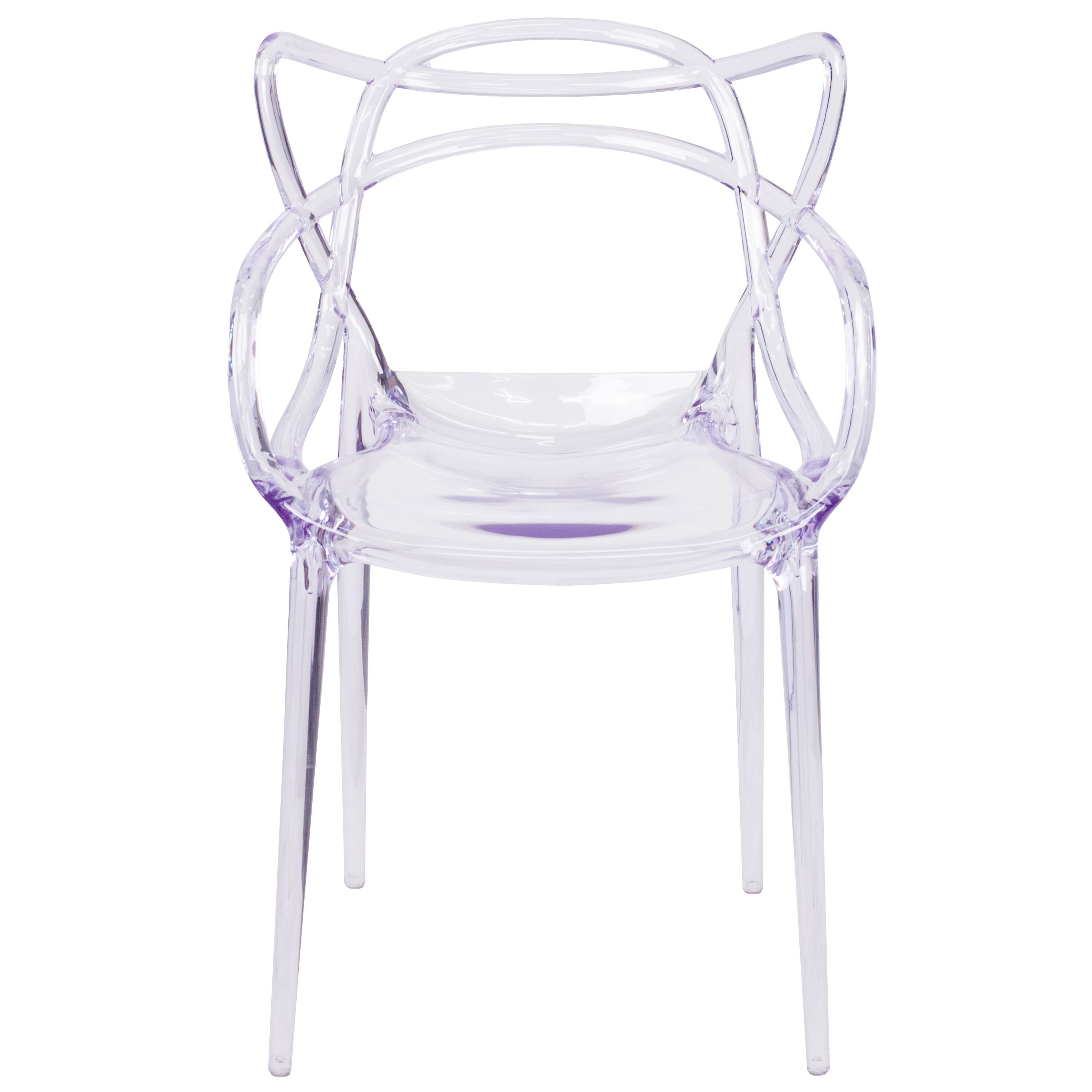 Alt View 7. Emma + Oliver - Transparent Fluid Style Stacking Side Chair - Clear.