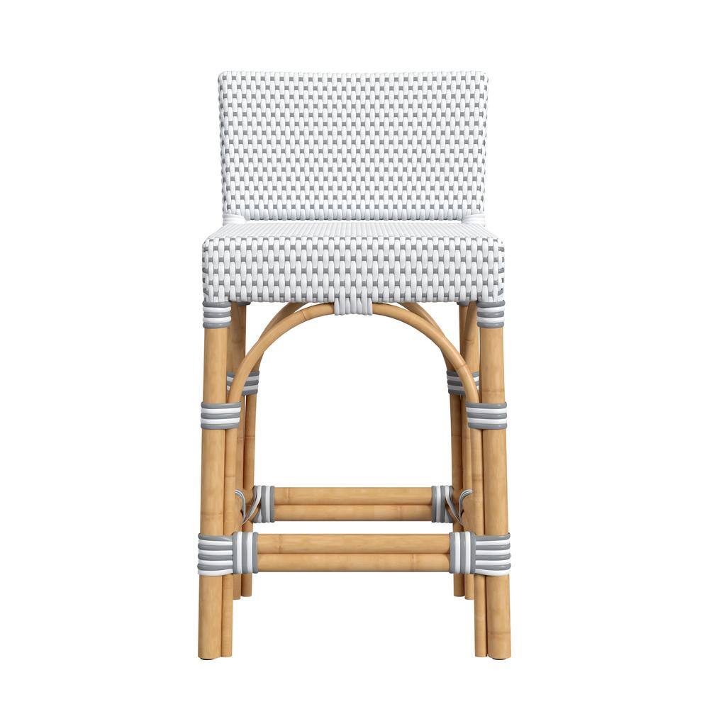 Alt View 3. Butler Specialty - Serienna Rectangular Rattan Low Back 24.5" Counter Stool - White And Gray.