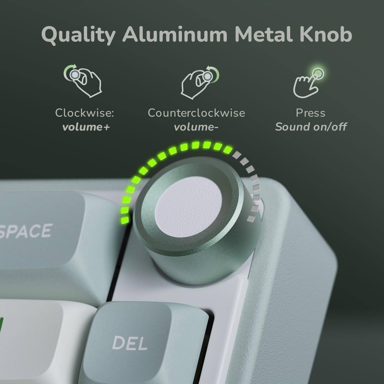 Quality Aluminum Metal Knob

- Clockwise: volume+
- Counterclockwise: volume-
- Press: Sound on/off