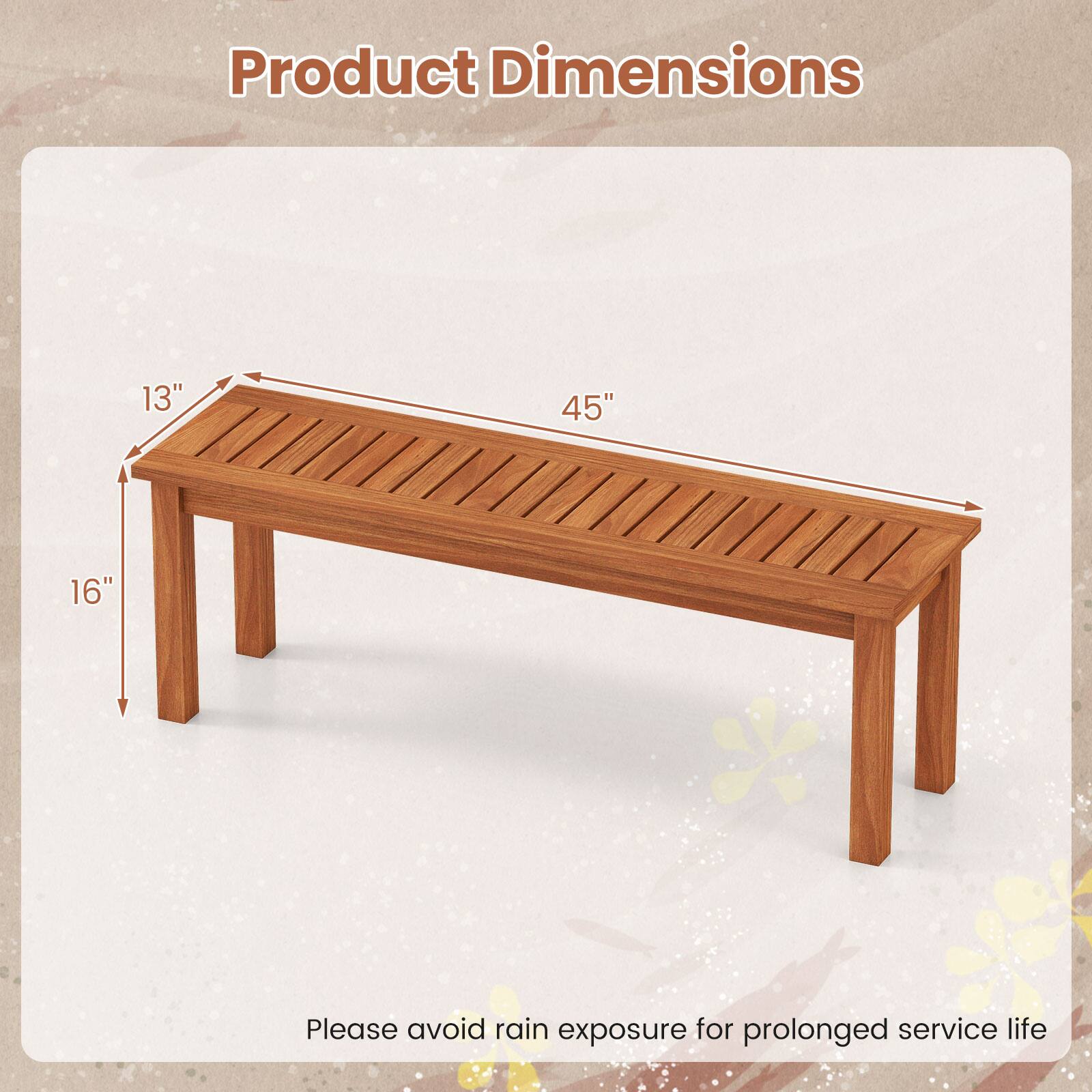 Product Dimensions

13" x 45" x 16"

Please avoid rain exposure for prolonged service life