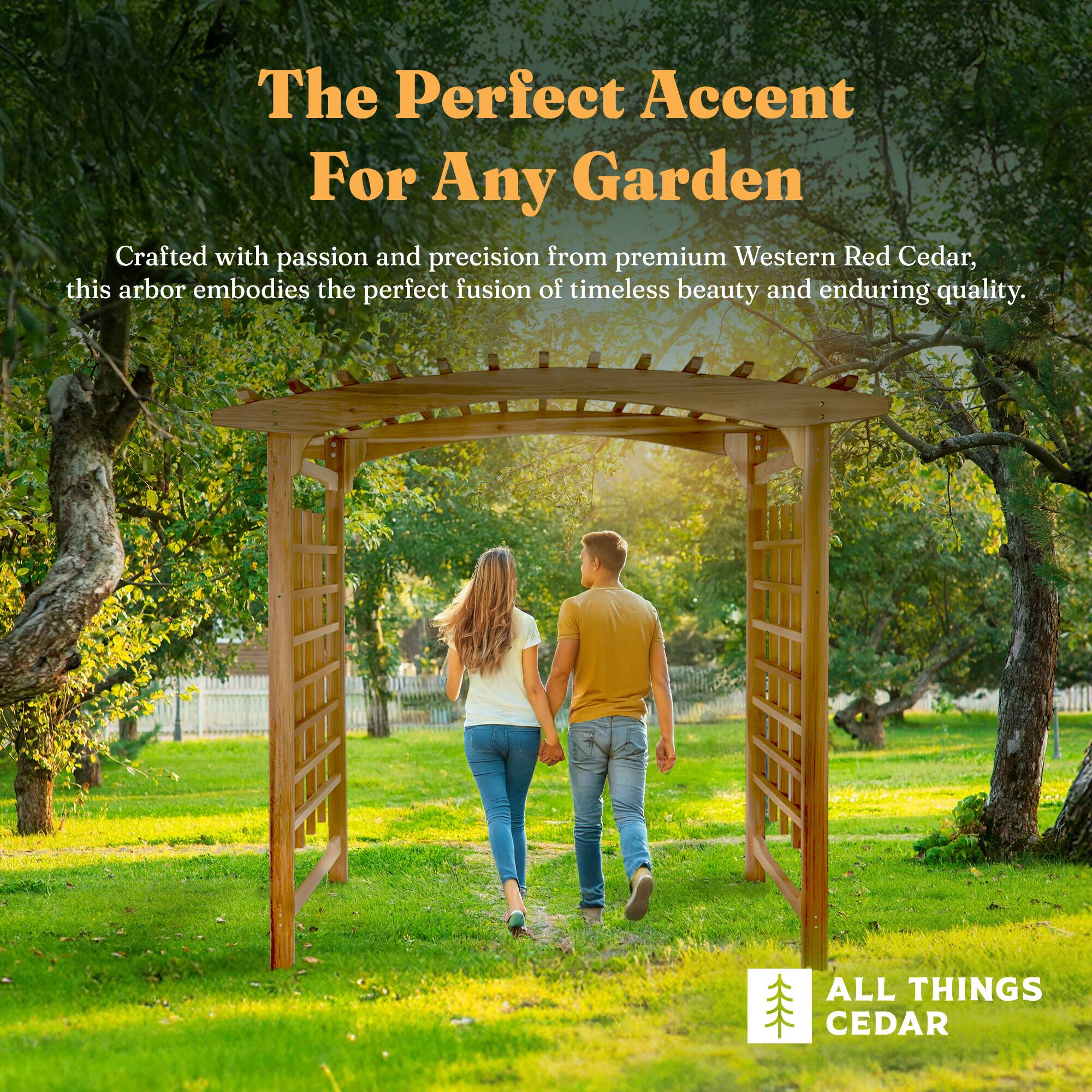 The Perfect Accent For Any Garden

Crafted with passion and precision from premium Western Red Cedar, this arbor embodies the perfect fusion of timeless beauty and enduring quality.

ALL THINGS CEDAR