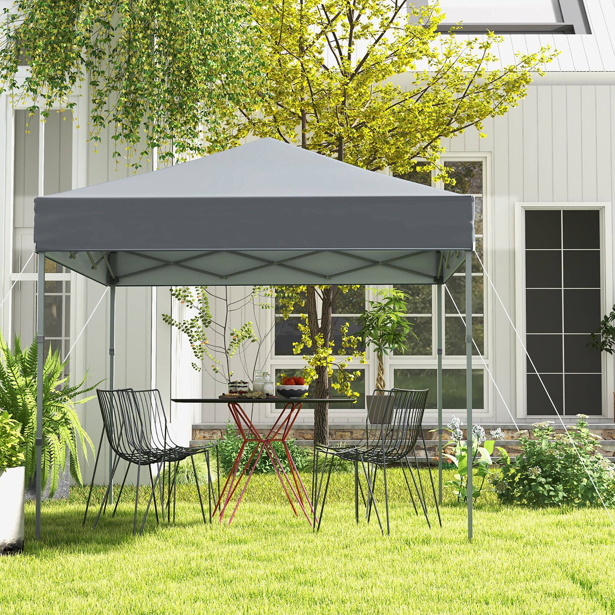 Alt View 3. Gymax - Gymax Patio 6.6 x 6.6ft Outdoor Pop-up Canopy Tent UPF 50+ Portable Sun Shelter Gray - Gray.