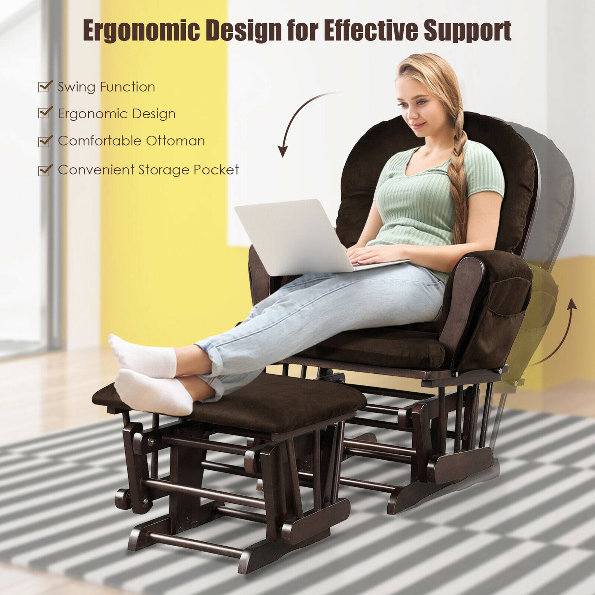 Ergonomic Design for Effective Support

- Swing Function
- Ergonomic Design
- Comfortable Ottoman
- Convenient Storage Pocket