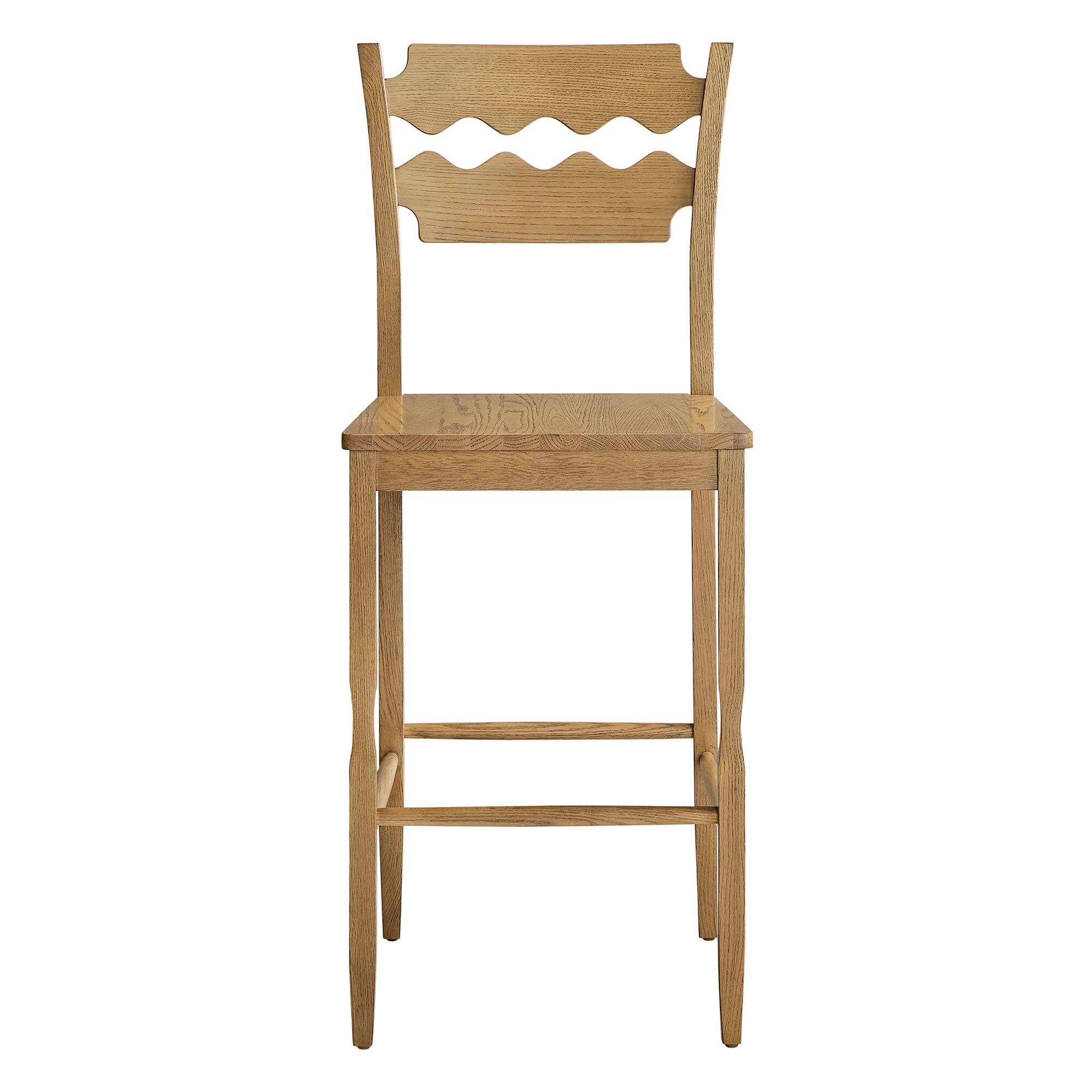 Alt View 4. Modway - Jax Oak Wood Bar Stool With Wavy Razor Back by Modway - Weathered Oak.