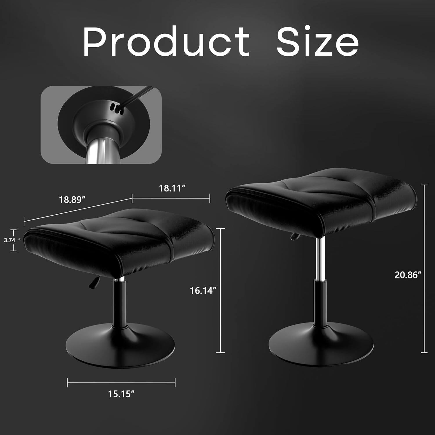 Product Size

- Width: 18.89"
- Depth: 18.11"
- Height: 20.86"
- Seat Height: 16.14"
- Seat Depth: 15.15"
- Back Height: 3.74"