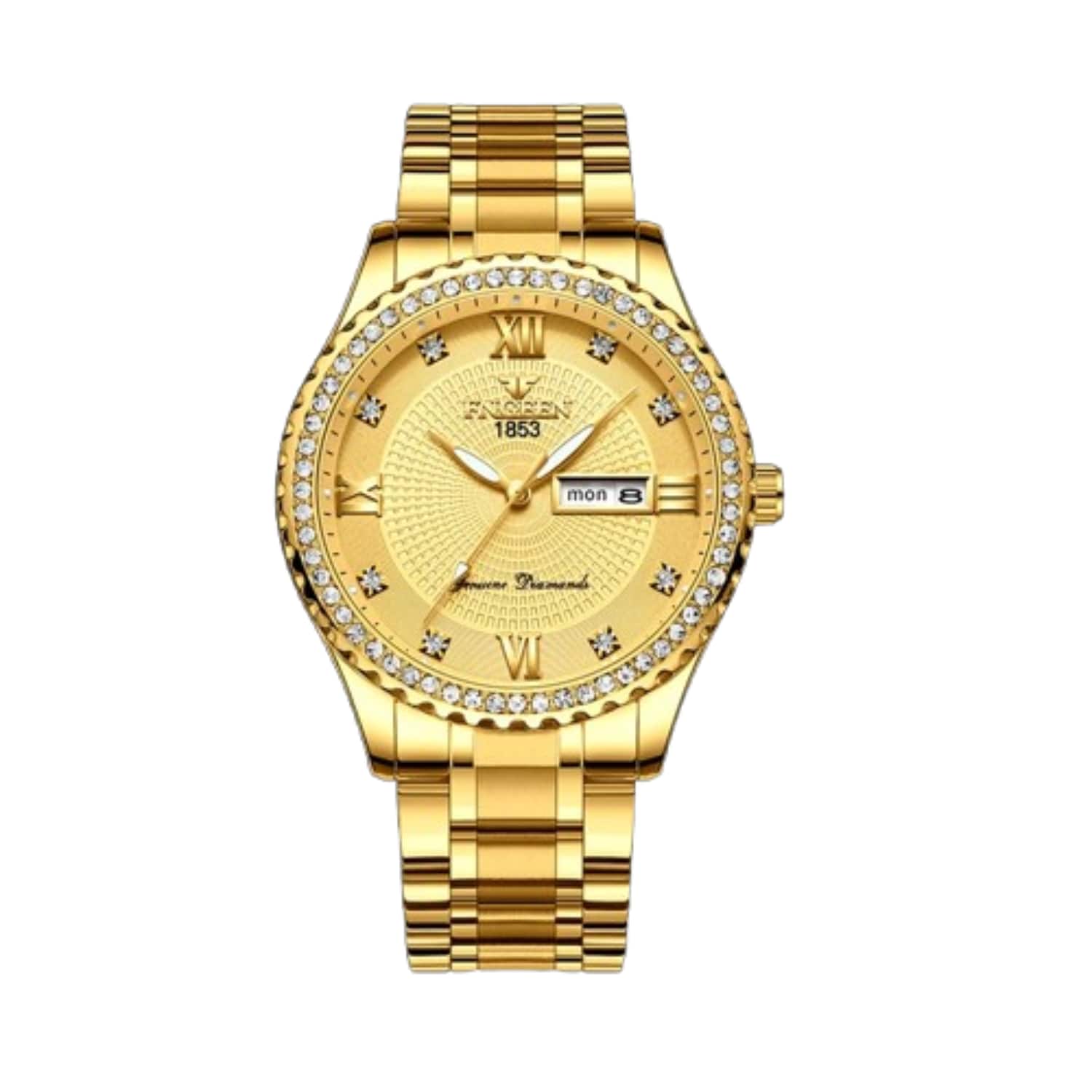 Home Collection - Waterproof Men’s Stainless Steel Quartz Watch with Day Display Business Gift Relojes De Hombre - Gold