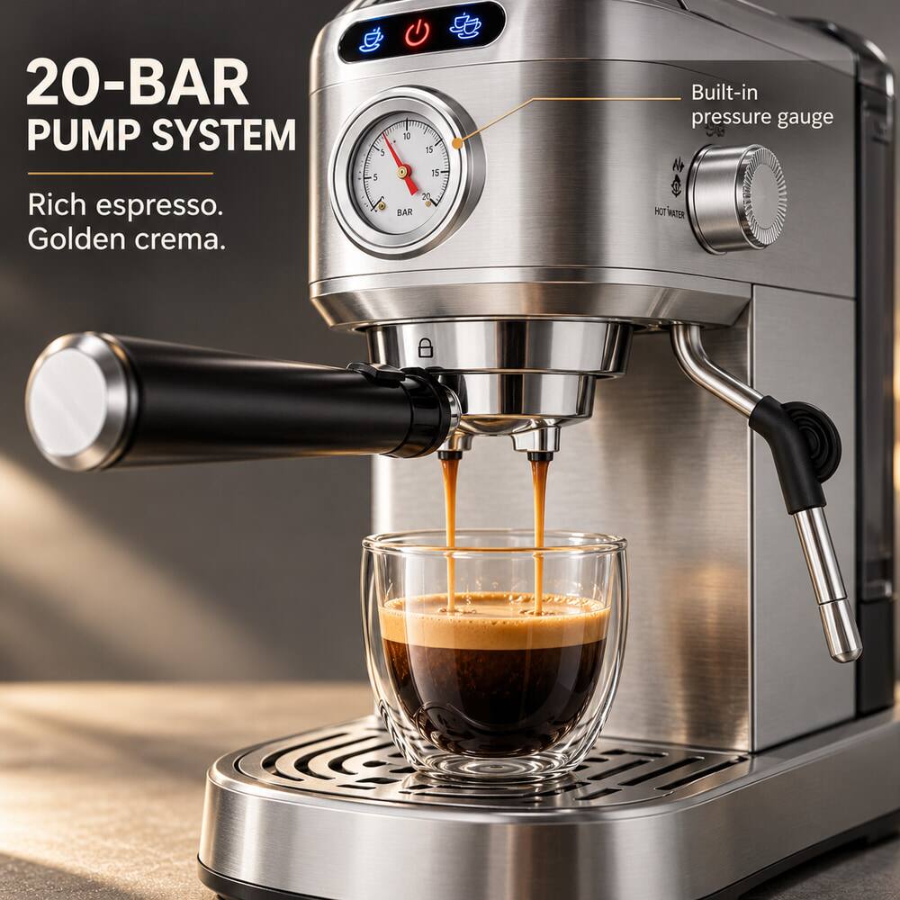 Tolife Compact 20 Bar Espresso Machine with Milk Frother and 34 Oz ...