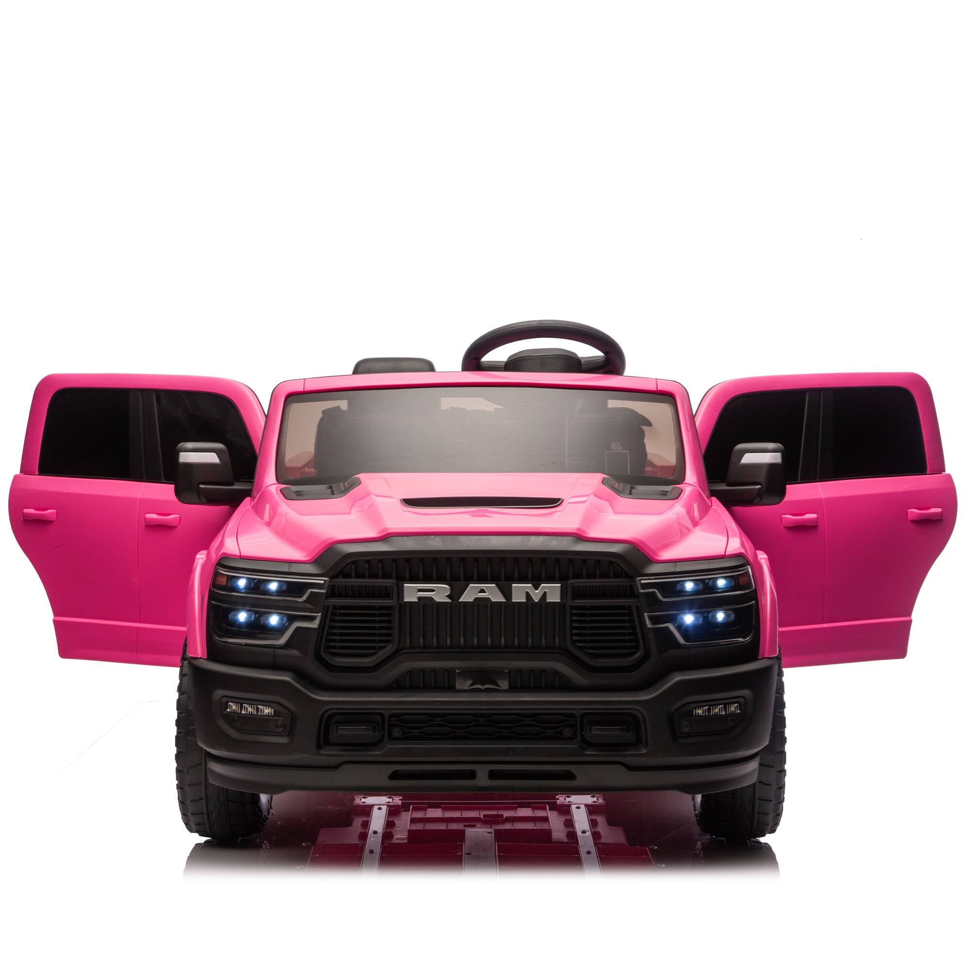 Alt View 9. BreeBe - 24V 160W Dodge RAM 2500 Kids Ride-On Truck, 2-Seater, Remote, 2WD, 4-Wheel Suspension, Music, Bluetooth, USB - Pink.