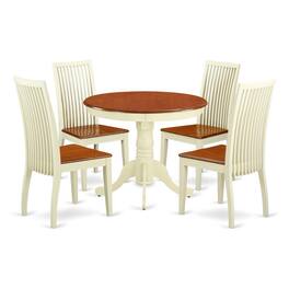 East West Furniture - Dining Room Set Buttermilk & Cherry - Brown