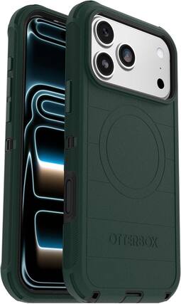 Front. OtterBox - OtterBox - Defender Series Pro Hard Shell for Apple iPhone 17 Pro - Roasted Cashew Mist (Green & Black).