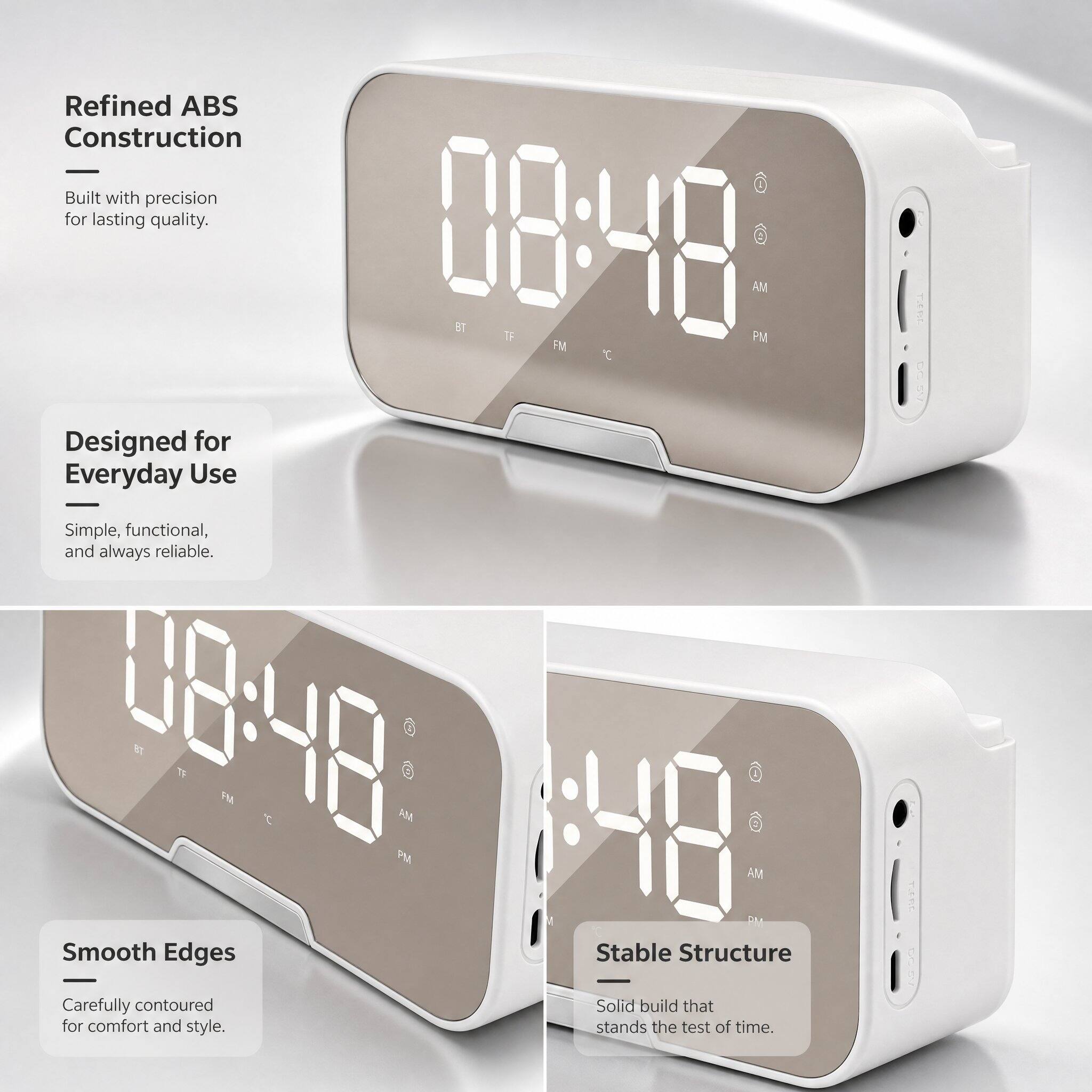 Refined ABS Construction  
Built with precision for lasting quality.

Designed for Everyday Use  
Simple, functional, and always reliable.

Smooth Edges  
Carefully contoured for comfort and style.

Stable Structure  
Solid build that stands the test of time.