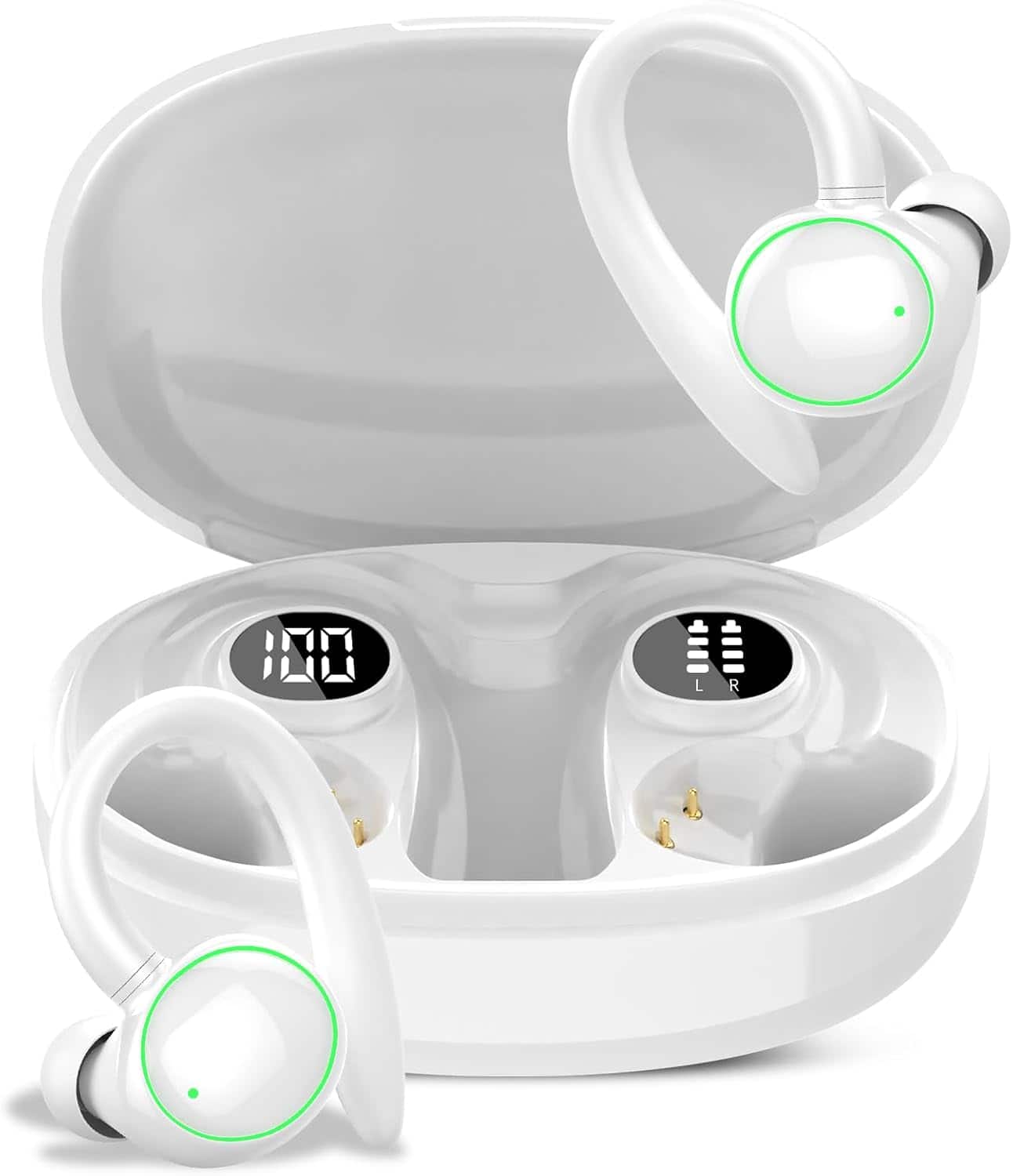 PRIMEPLUS - Wireless Earbuds, Bluetooth 5.4 Sport Earbuds with ENC Noise Cancelling Mic, 48H Playtime, Ear Hooks, Deep Bass - White price history on PriceWatchPro