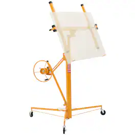 VEVOR - 11ft Drywall Lift, Heavy-Duty 150 lbs Sheetrock Hoist with Adjustable Telescoping Arm, Lockable Wheels, Drywall Lifter - Yellow