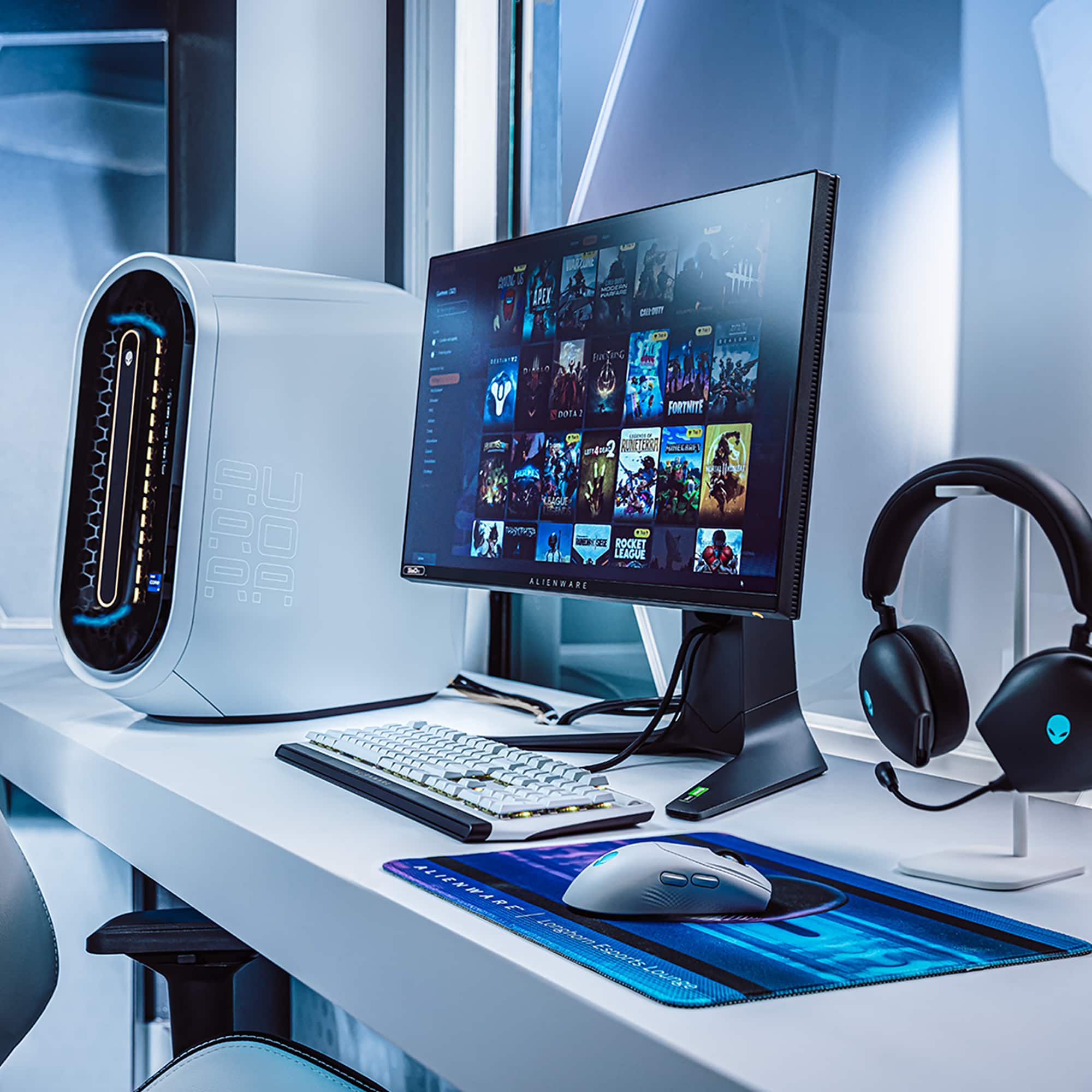 Alt View 12. Alienware - Aurora R15 Gaming Desktop - 13th Gen Intel Core i7 13700KF - 16GB - NVIDIA GeForce RTX 4080 - 1TB SSD - Liquid Cooling - Lunar Light.