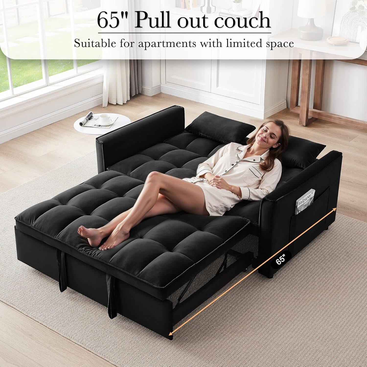 65" Pull out couch
Suitable for apartments with limited space
65"