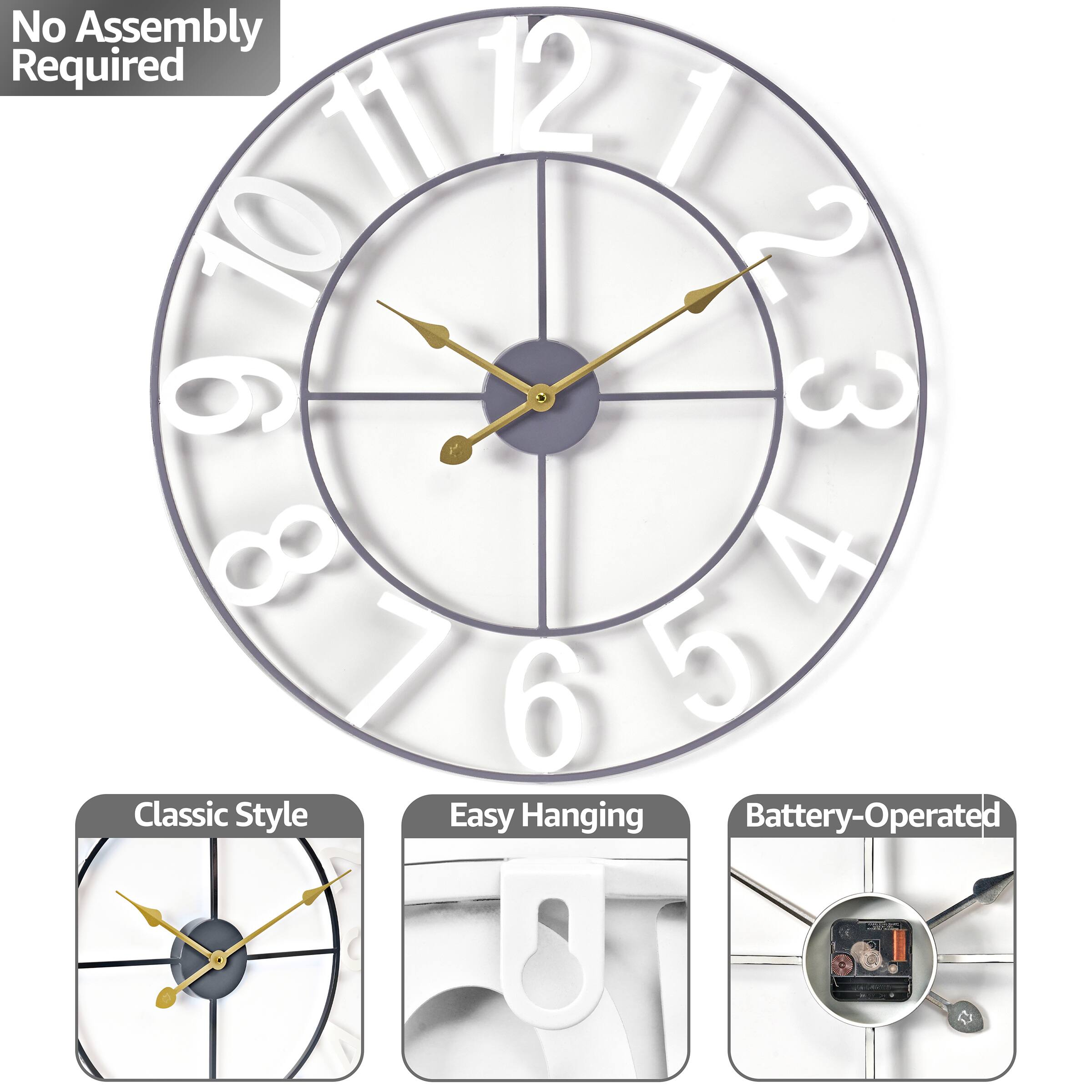 No Assembly Required

Classic Style

Easy Hanging

Battery-Operated