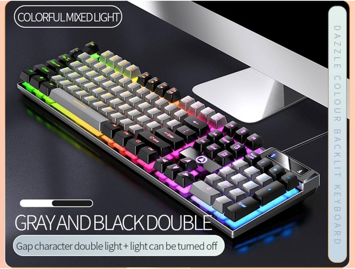 Core Tech 104 Key Full Size Wired Membrane Keyboard with Multicolor ...