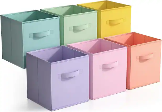 Front. Sorbus - Sorbus Foldable Storage Cubes - 6 Fabric Baskets for Organizing Pantry, Closet, Shelf, Nursery, Playroom, Toy Box, Cubby - Multi Pastel.