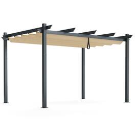 Gymax - 10 x 13ft Outdoor Aluminum Retractable Pergola Canopy Shelter Grape Trellis - Beige