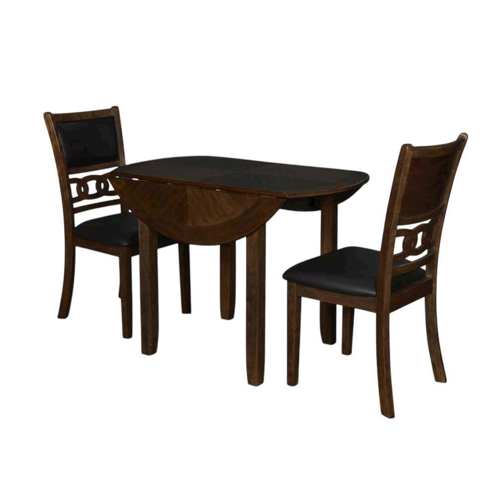 Left. Starlight Canyon Home - Solid Wood Drop Leaf Dining Table with 2 Chairs in Warm Brown - Brown.