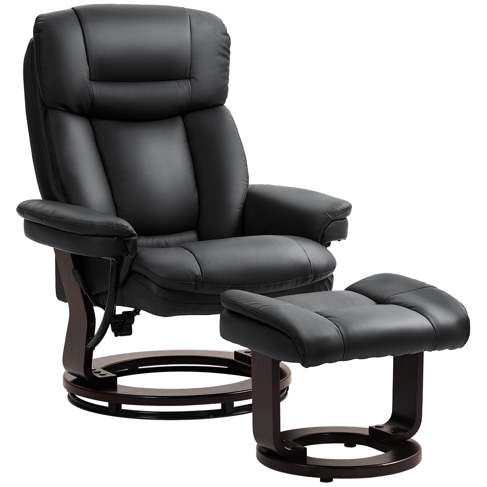 Homcom - Recliner with Ottoman, PU Leather Reclining Chair with Footrest, for Living Room - Black