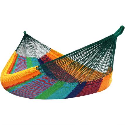 Front. Sunnydaze - 2-Person Cotton and Nylon Woven Fabric Hammock - Multi-Color.