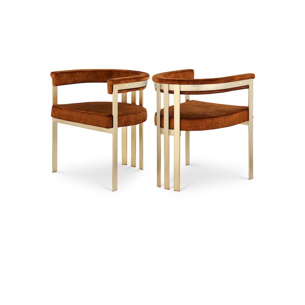 Meridian Furniture - Marcello Cognac Velvet Dining Chair, Set of 2 - Brown